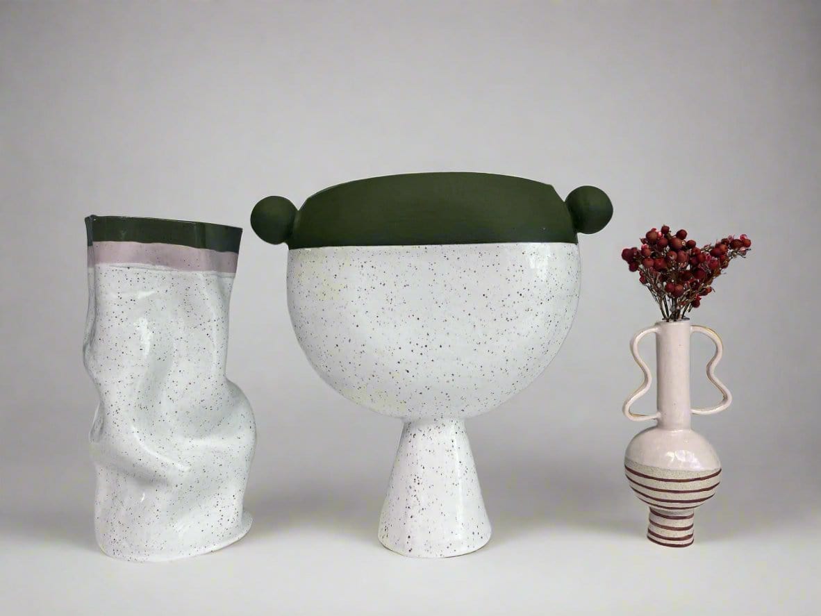 Slouch Vessel In Olive Green And Lilac