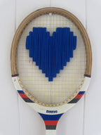 Vintage Tennis Racquet Wall Art - Blue Heart