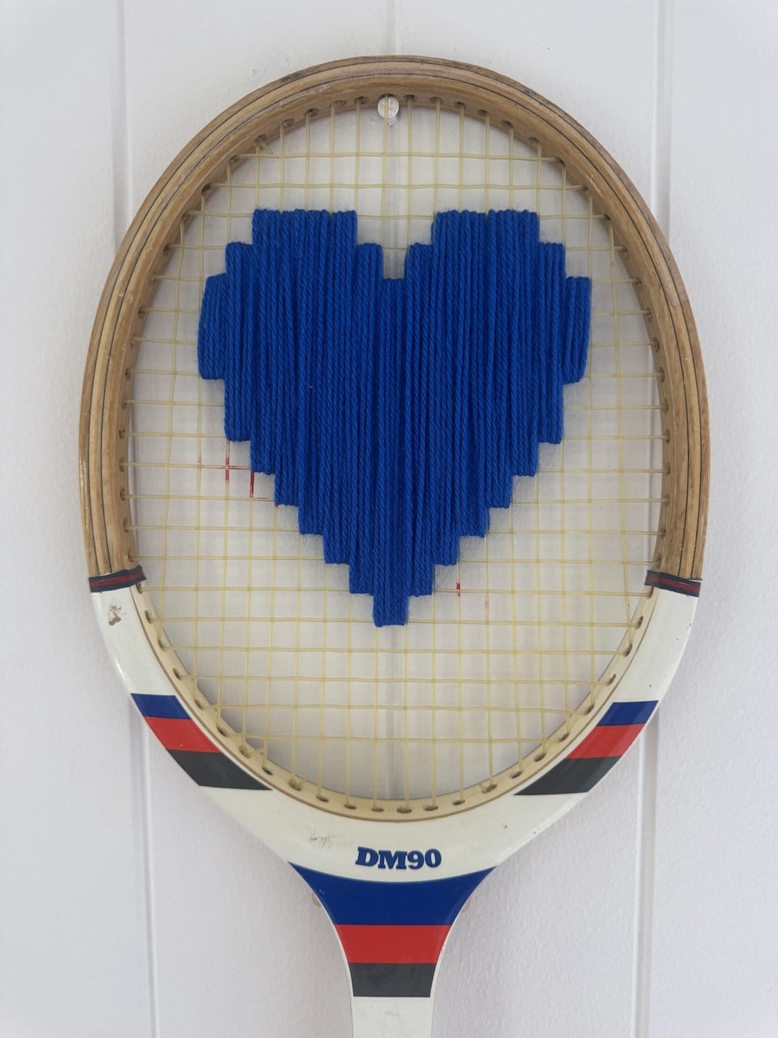 Vintage Tennis Racquet Wall Art - Blue Heart