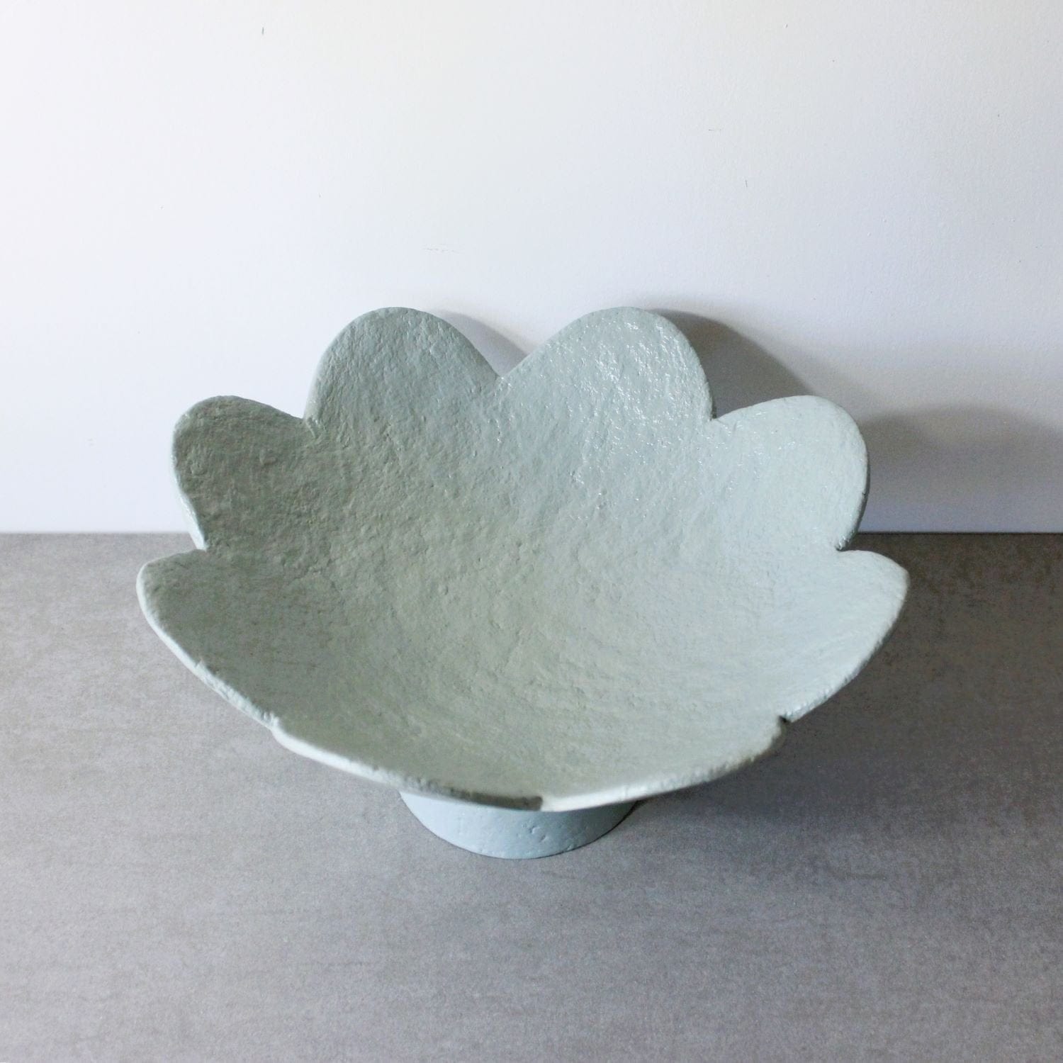 Scalloped Pedestal Bowl - Duck Egg Blue