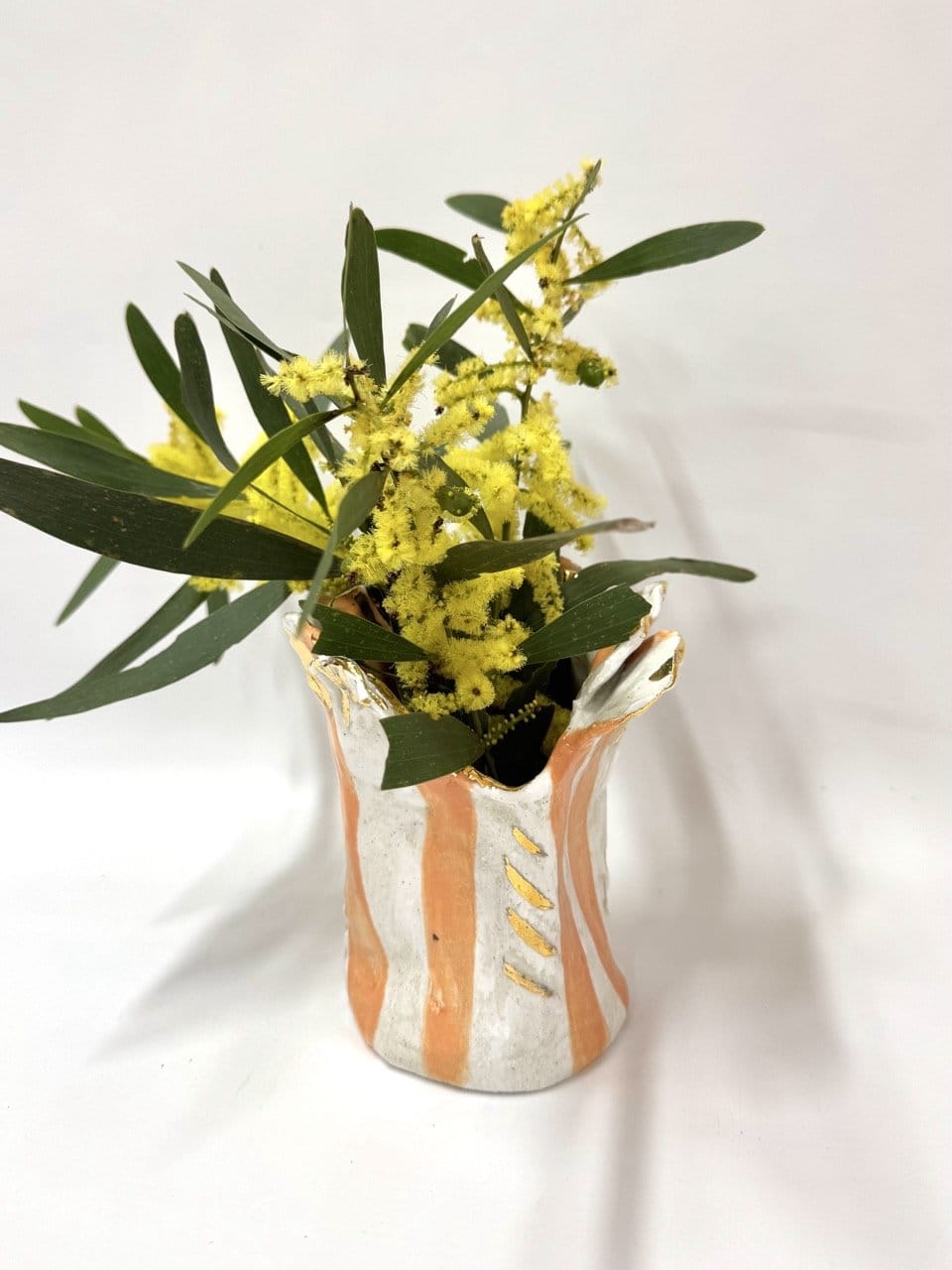 Short Crush Sculptural Vase ' Melon Stripe Gold'