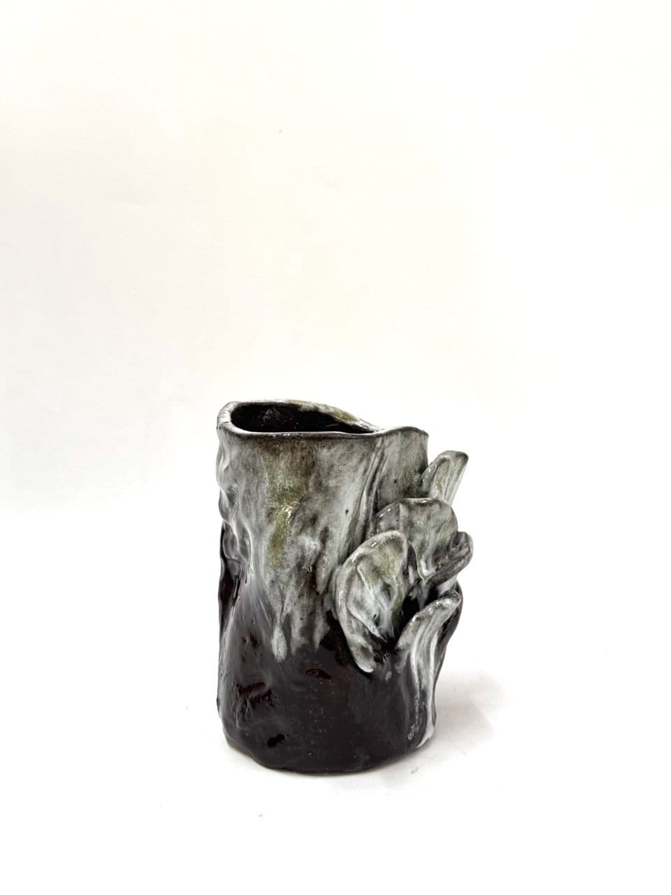 Short Sculptural Vase 'Brown Blue'