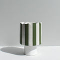 Olive Green And White Striped Vessel Or Planter-Ceramics-Formantics-Greenhouse Interiors Pty Ltd
