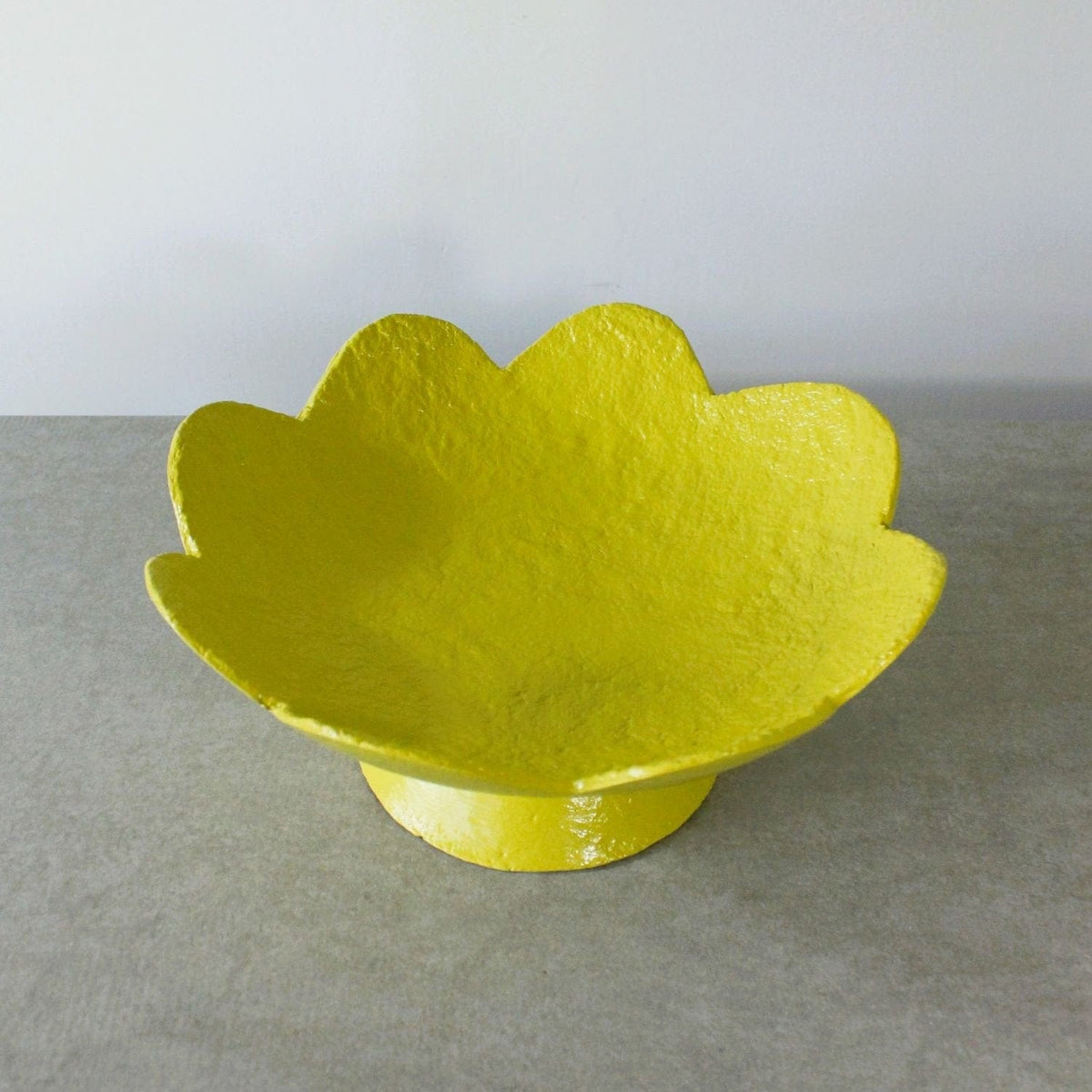 Scalloped Pedestal Bowl - Chartreuse