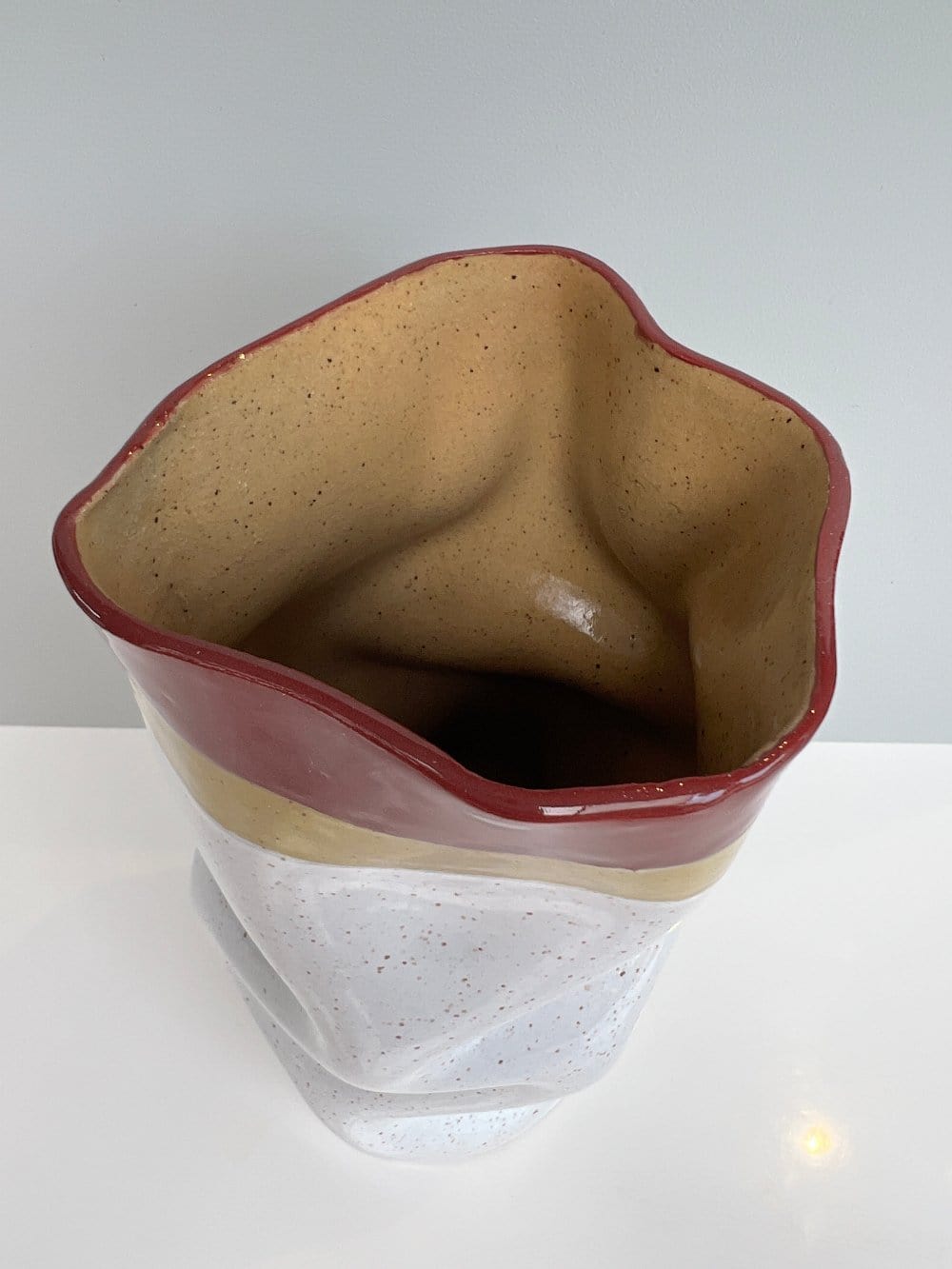Slouch Vessel In Burgundy And Golden Green