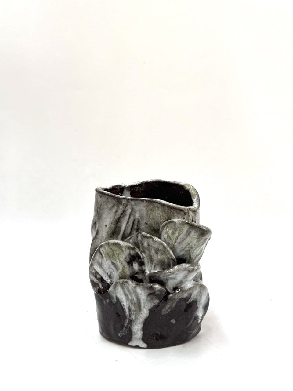 Short Sculptural Vase 'Brown Blue'