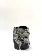 Short Sculptural Vase 'Brown Blue'