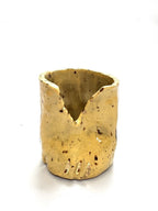 Short Crush Vase 'Yellow Speckle / Gold'-Ceramics-Lauren Barton-Greenhouse Interiors Pty Ltd