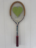 Vintage Tennis Racquet Wall Art - Green Heart