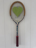 Vintage Tennis Racquet Wall Art - Green Heart