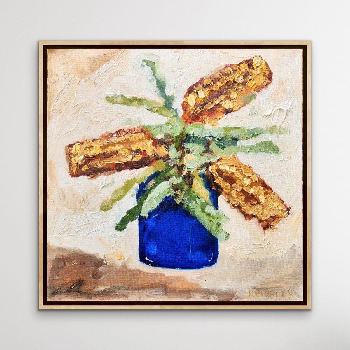 Banksia In Blue Glass - Original Art