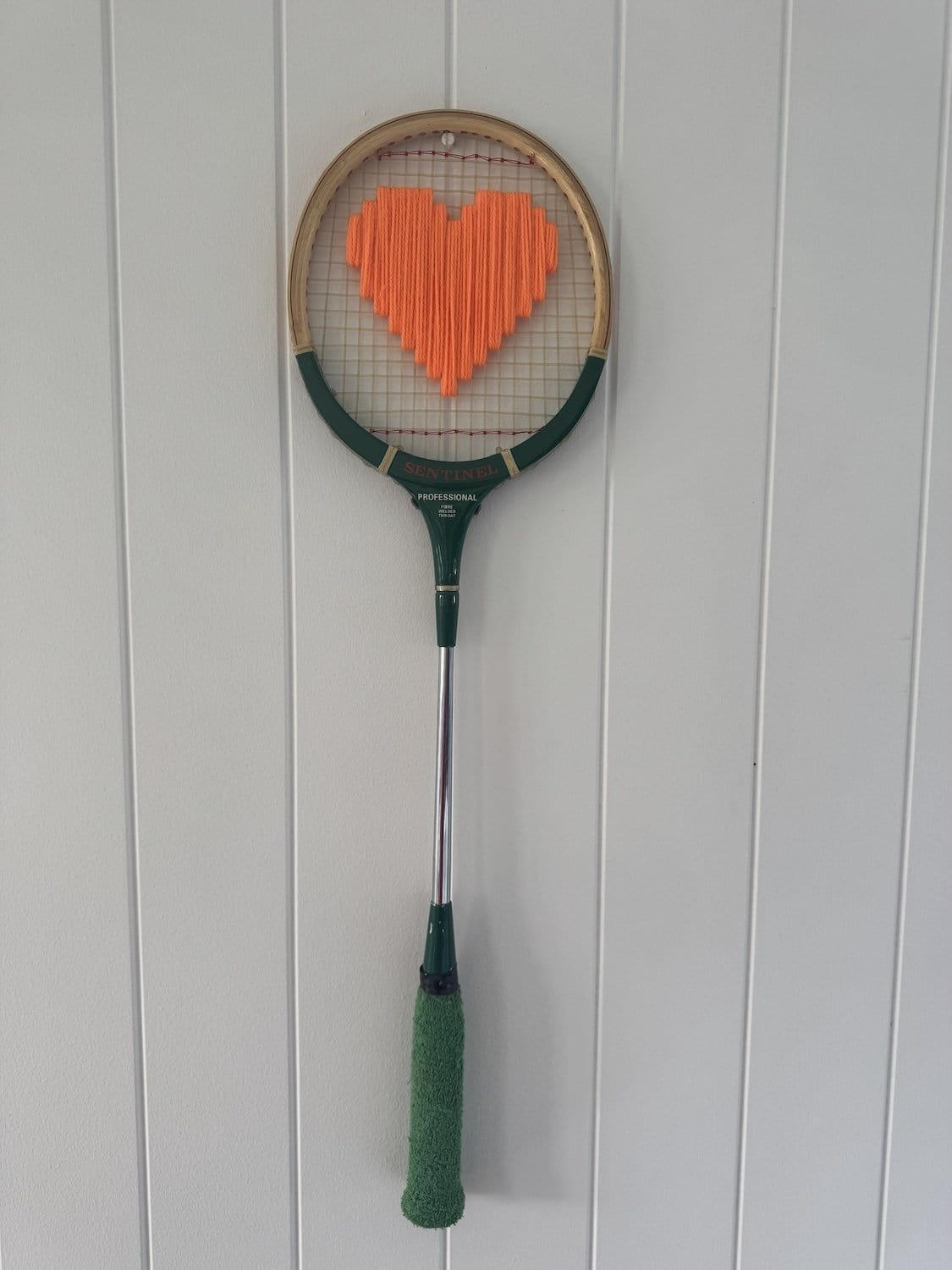 Vintage Squash Racquet With Woven Heart - Bright Orange