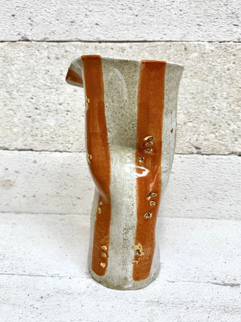 Skinny Crush Vase - 'Gold Copper Stripe'