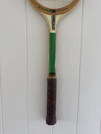 Vintage Tennis Racquet Wall Hanging With Woven Heart - Blue & Green Stripes