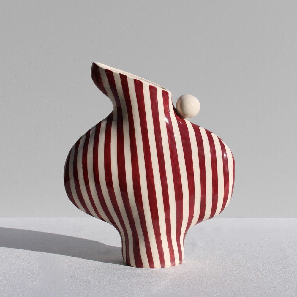 Burgundy Striped Vessel