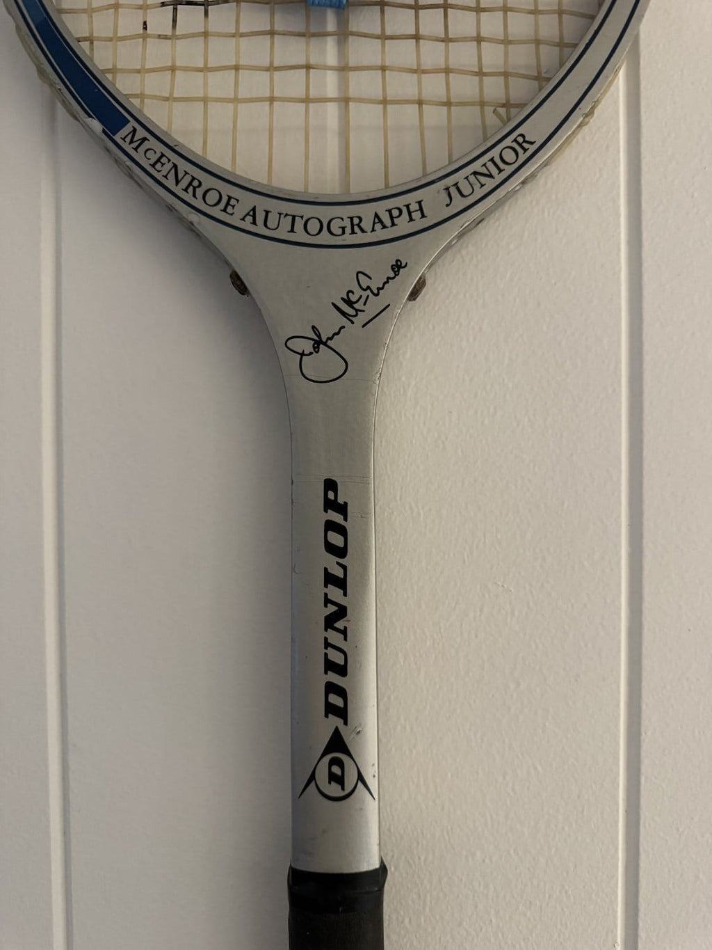 What A Racquet! Vintage Tennis Racquet Wall Hanging With Woven Heart - Blue Stripes-Wall Hangings-What A Racquet-Greenhouse Interiors Pty Ltd