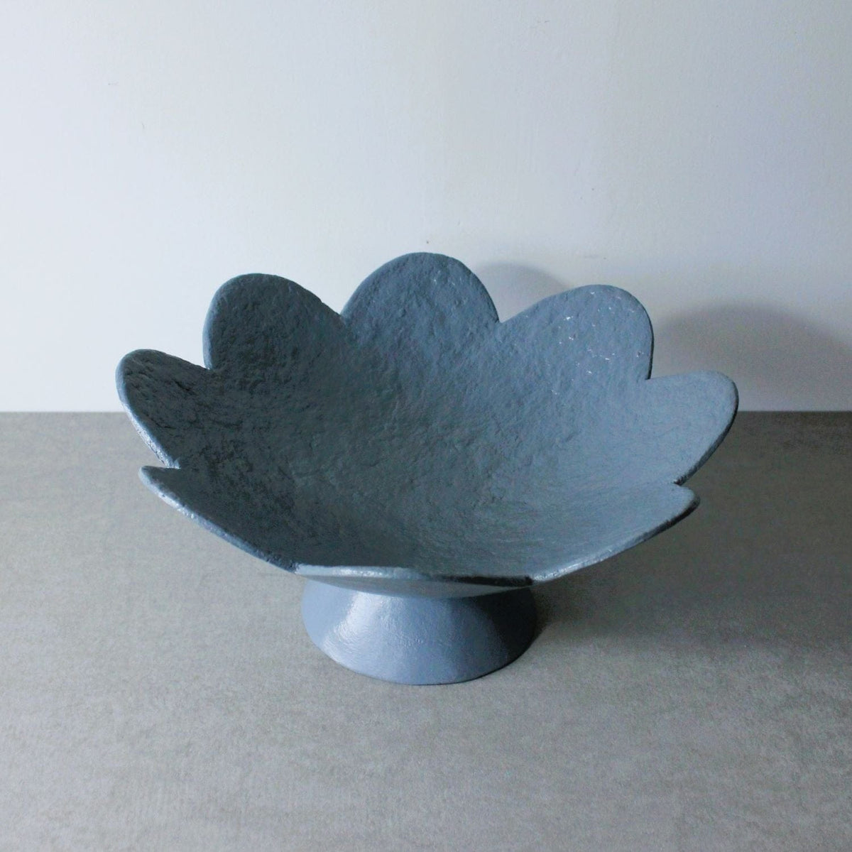 Scalloped Pedestal Bowl - Slate Blue