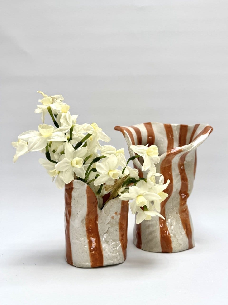Skinny Crush Vase 'Copper White Stripe'