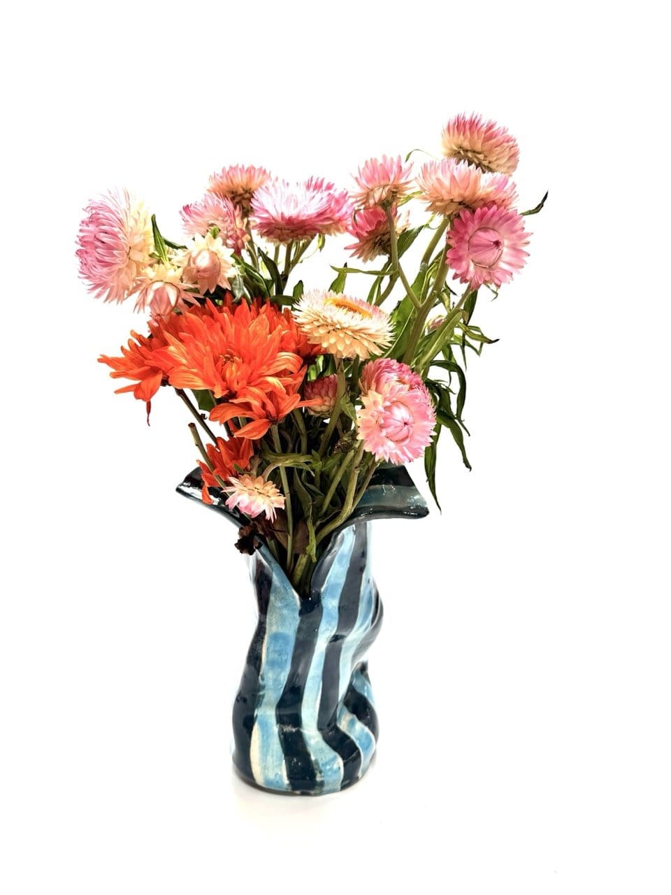 Skinny Crush Vase 'Blue/ Green Turquoise"-Ceramics-Lauren Barton-Greenhouse Interiors Pty Ltd