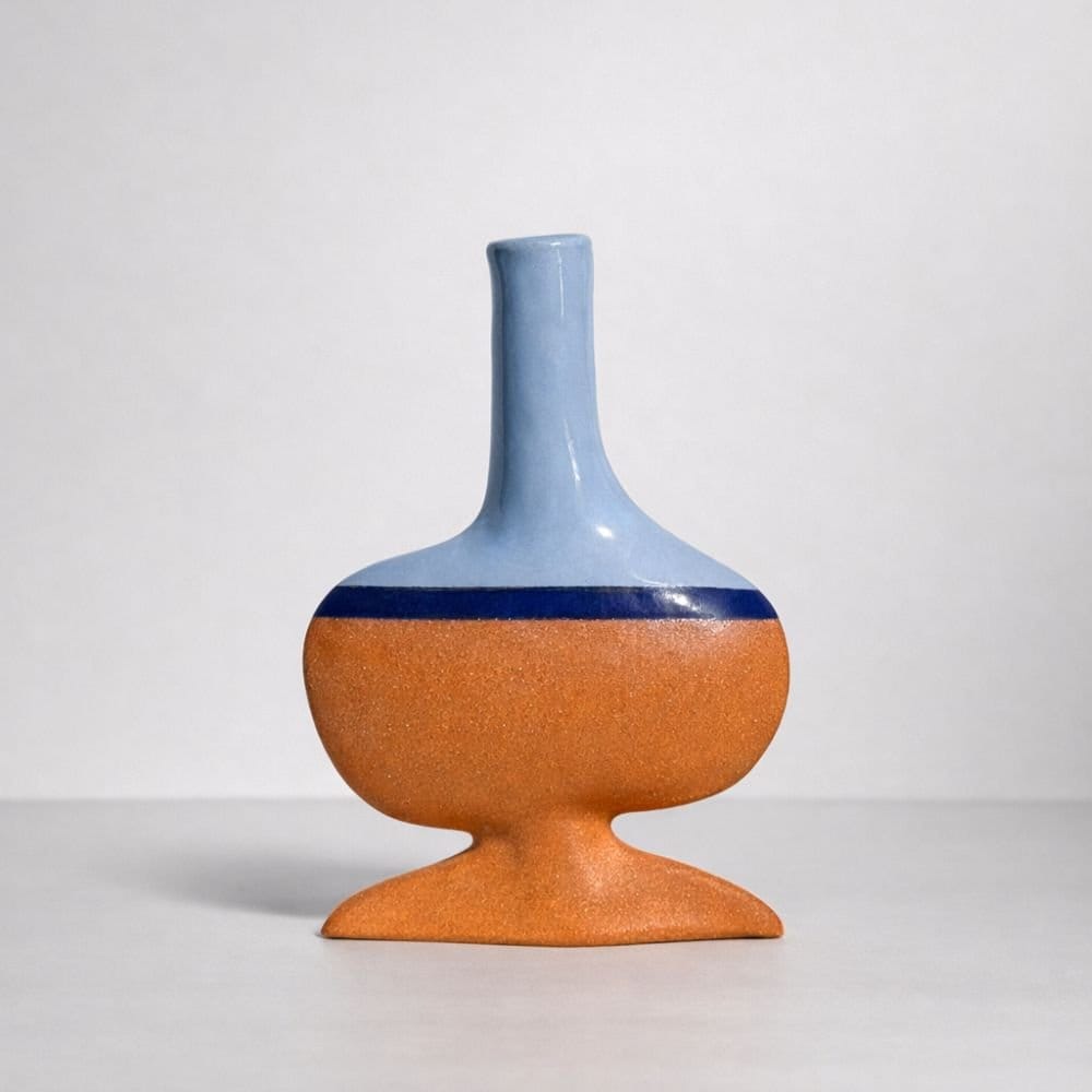 Terracotta And Blue Vessel-Ceramics-Formantics-Greenhouse Interiors Pty Ltd