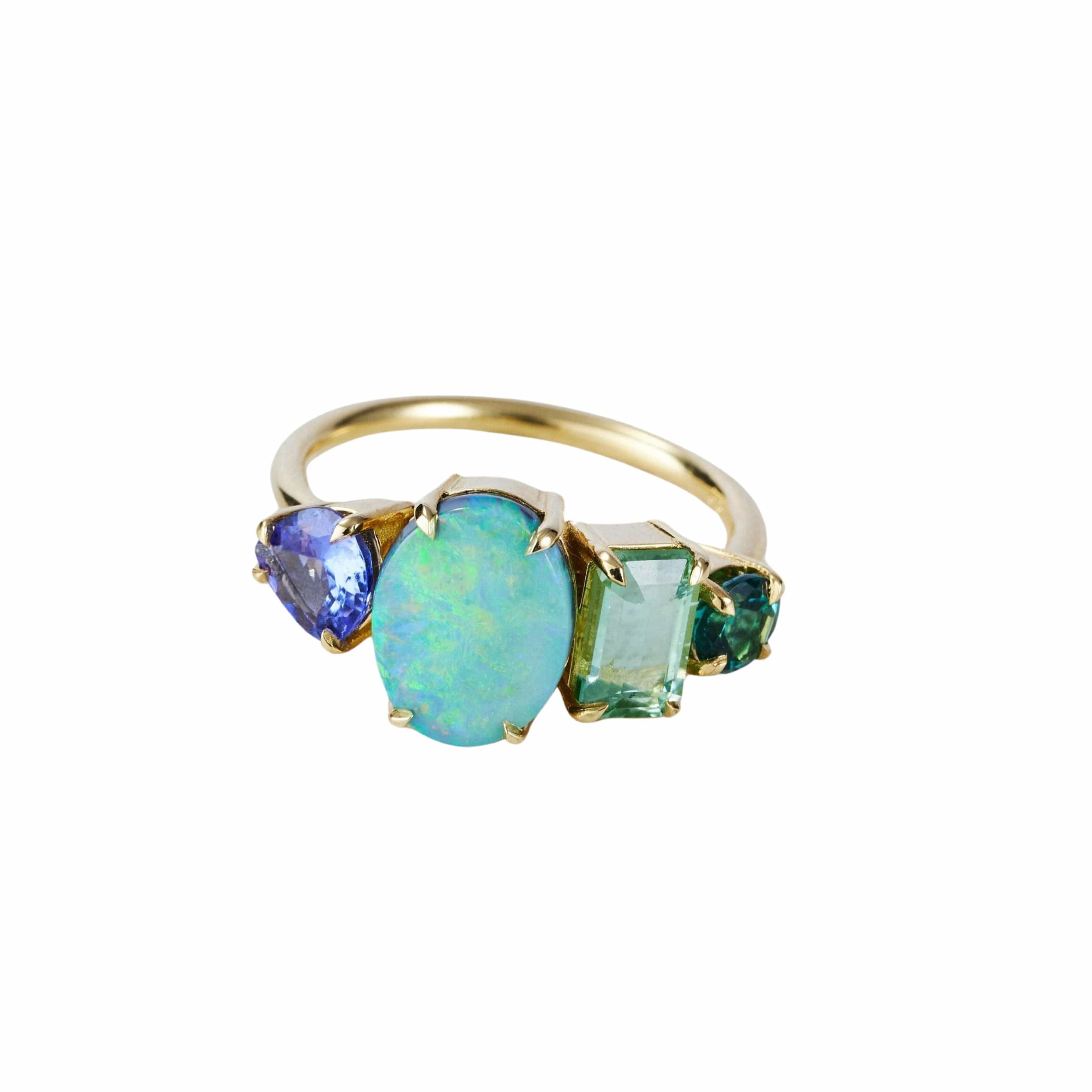 One Off Splice Ring with Black Opal