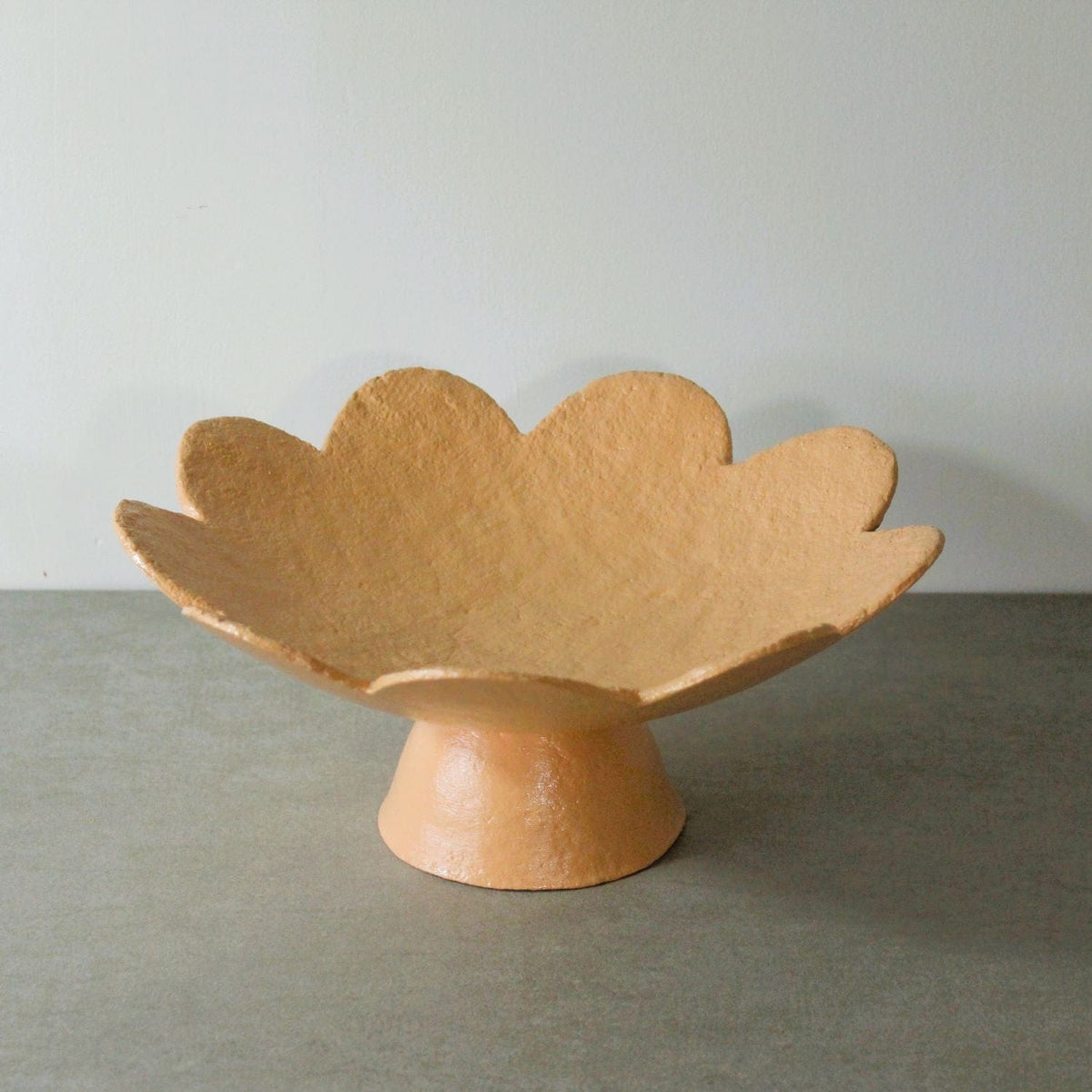 Scalloped Pedestal Bowl Small - Apricot