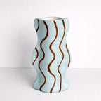 Tartan Tart Vessel In Light Blue And Choc Brown-Ceramics-Formantics-Greenhouse Interiors Pty Ltd