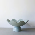 Scalloped Pedestal Bowl - Duck Egg Blue
