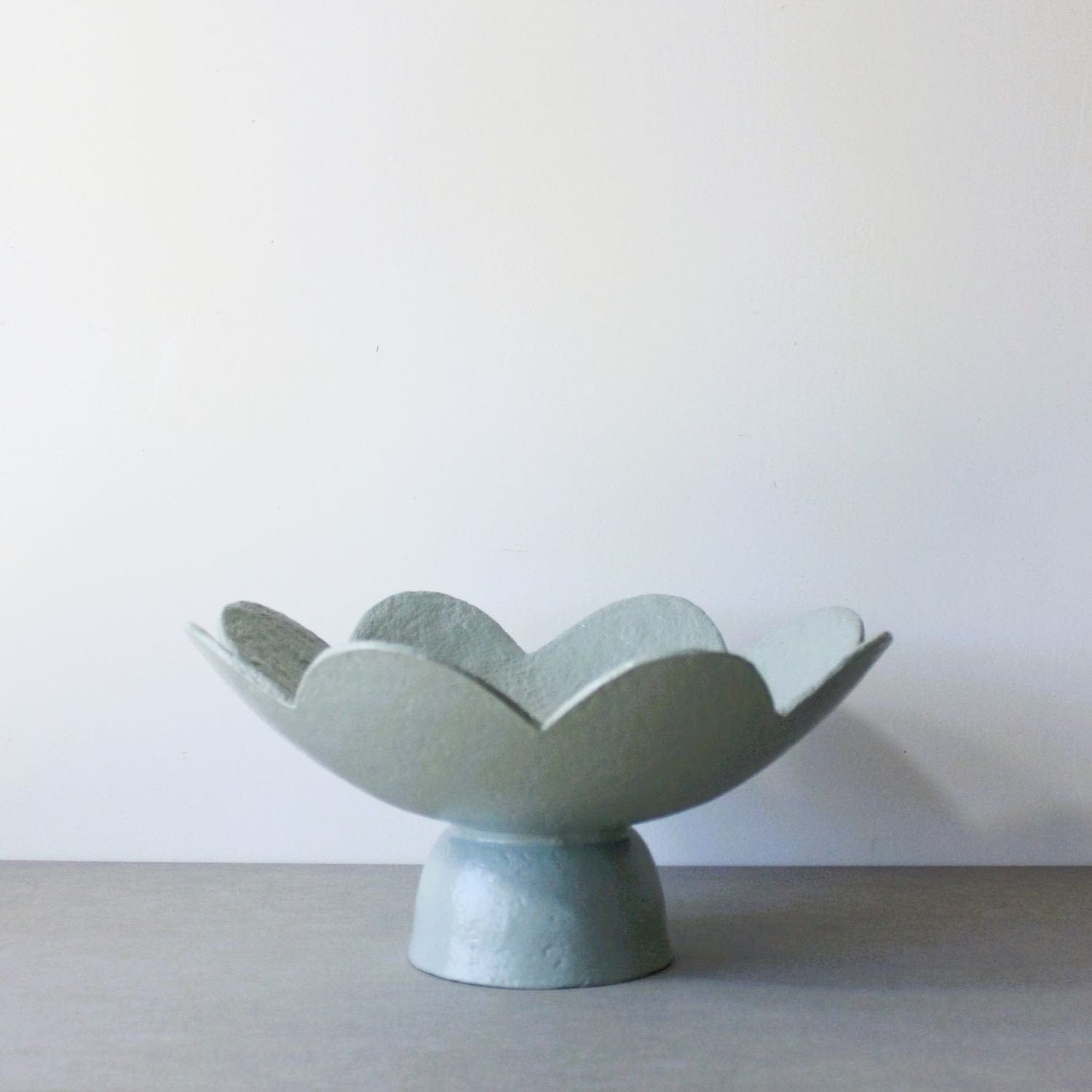 Scalloped Pedestal Bowl - Duck Egg Blue