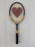 Vintage Tennis Racquet Wall Art - Pink Heart