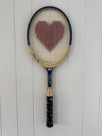 Vintage Tennis Racquet Wall Art - Pink Heart