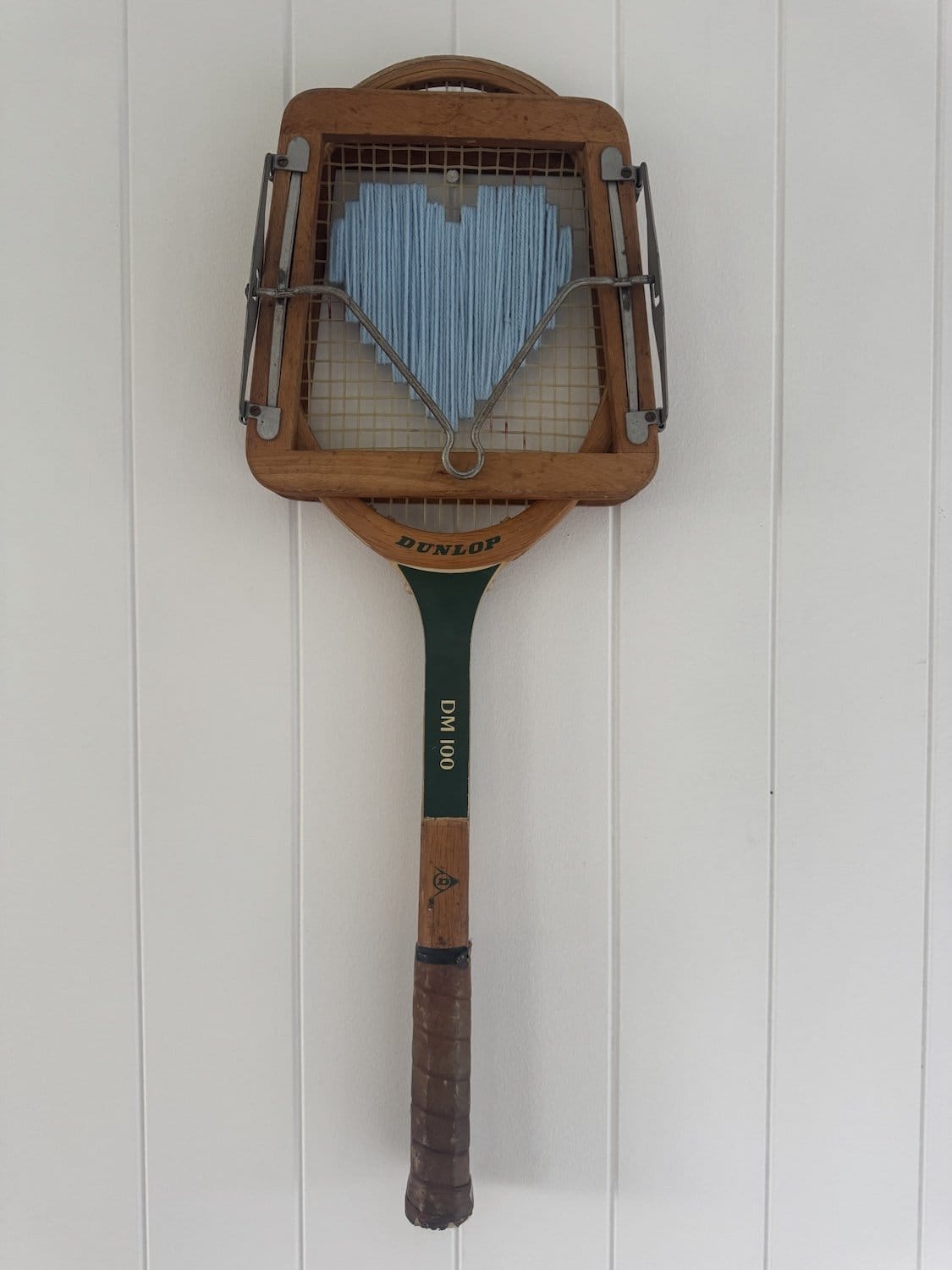 Vintage Tennis Racquet Wall Hanging - Blue Heart & Head Press