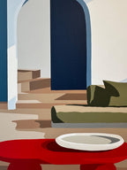 Red Table Green Sofa - Original Artwork