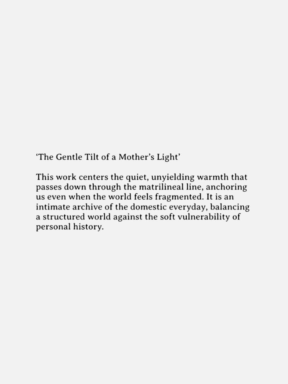 The Gentle Tilt Of A Mother's Light - Original Artwork