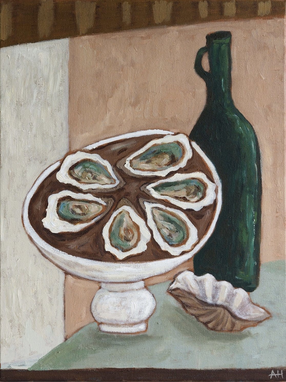 Green Gill Oysters - Original Art-Original Art-Aleisha Hobson-Greenhouse Interiors Pty Ltd