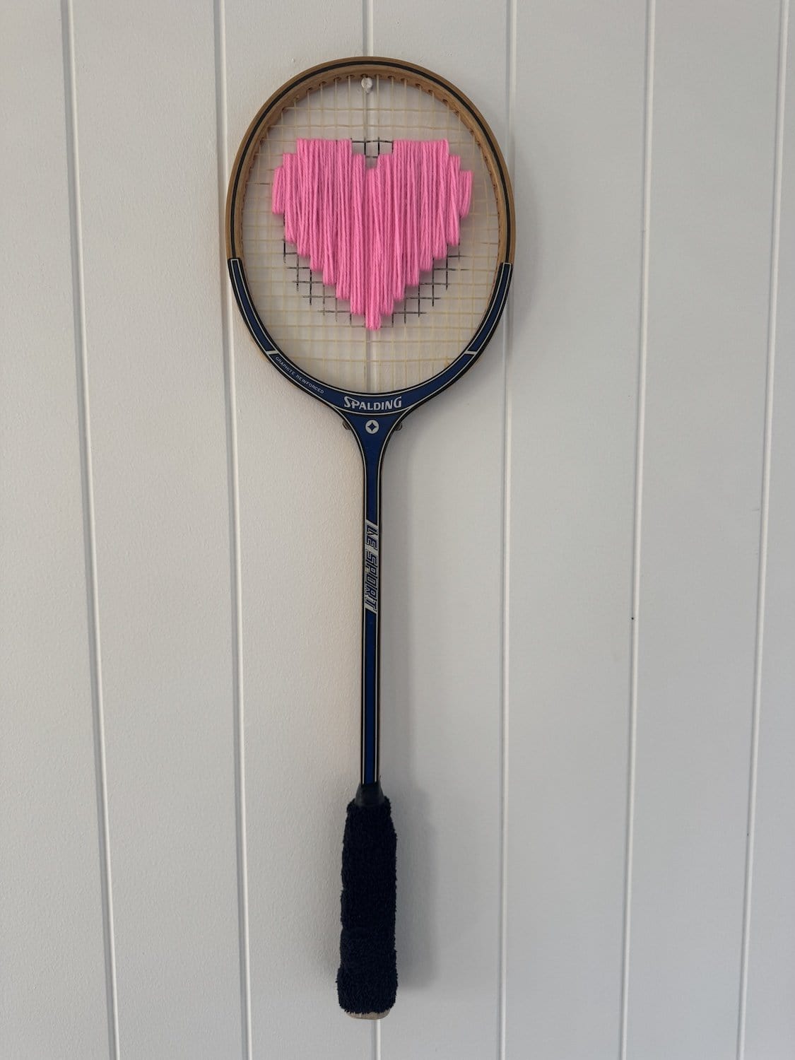 Vintage Squash Racquet With Woven Heart - Bright Pink