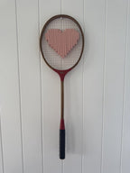 Vintage Badminton Racquet With Woven Heart - Blush