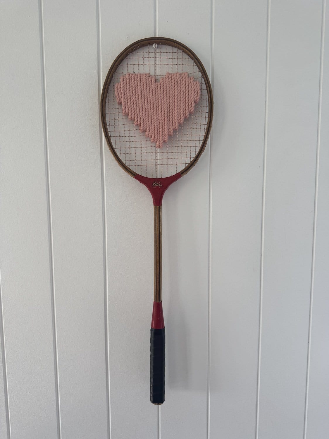 Vintage Badminton Racquet With Woven Heart - Blush