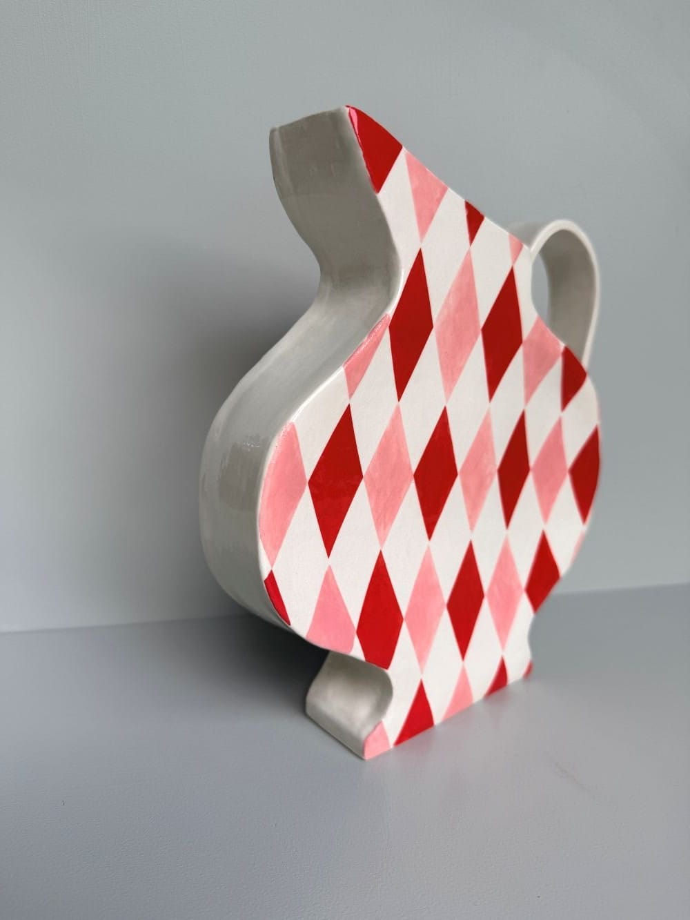 Red And Pink Harlequin Jug