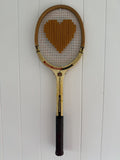 Vintage Tennis Racquet Wall Art - Mustard Heart