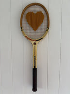 Vintage Tennis Racquet Wall Art - Mustard Heart