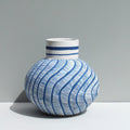 Large Cobalt Blue Wavy Vessel-Ceramics-Formantics-Greenhouse Interiors Pty Ltd