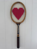 Vintage Tennis Racquet Wall Art - Pink Heart