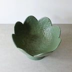 Scalloped Pedestal Bowl - Forest Green