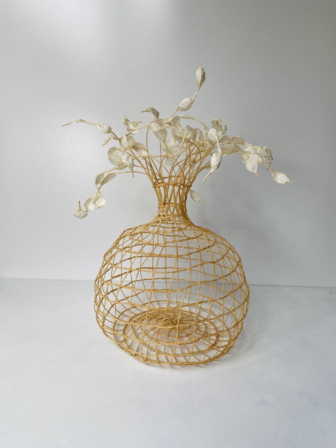 Woven Vase In Pale Yellow