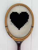 Vintage Tennis Racquet Wall Art - Black Heart