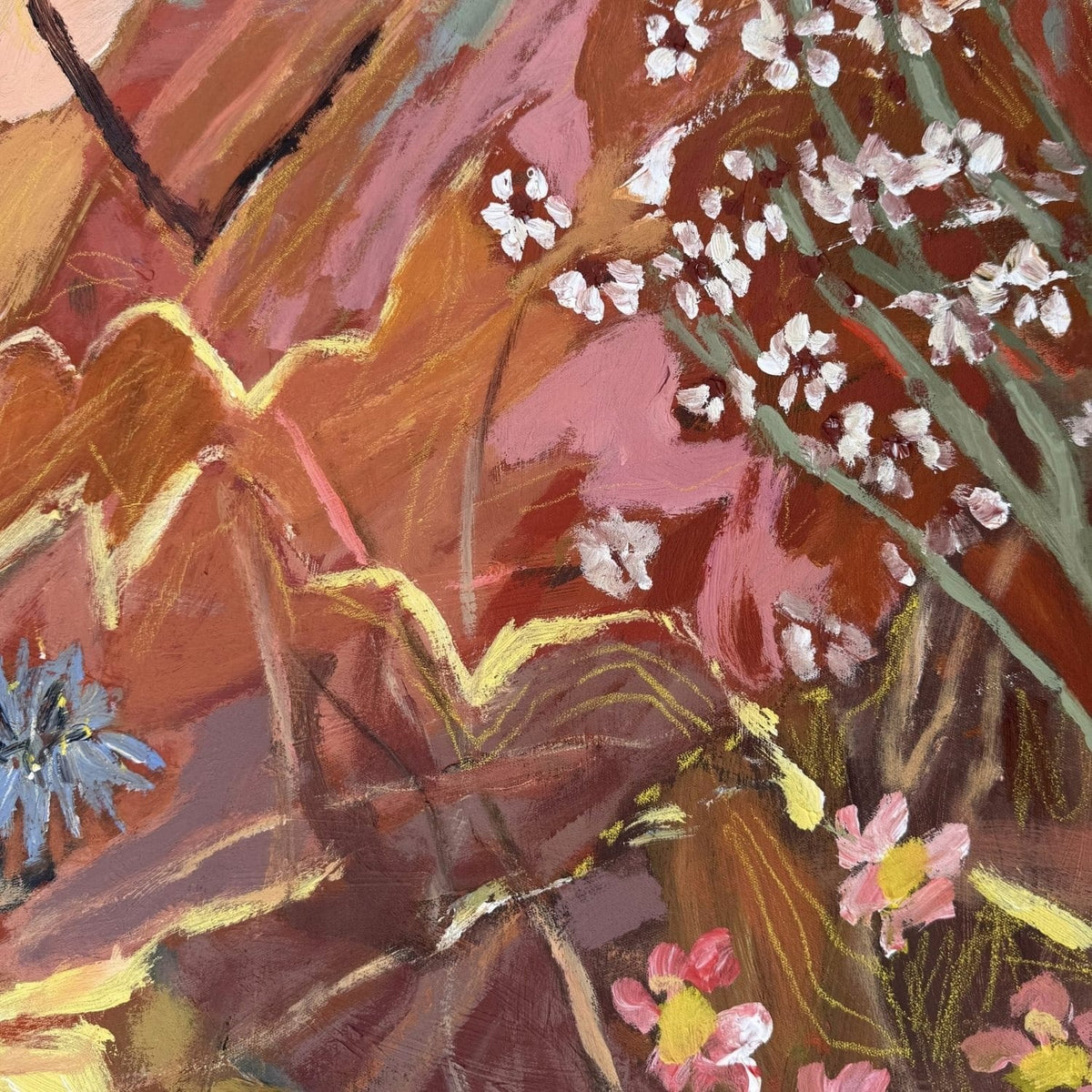Red Dirt & Wildflowers  - Original Artwork-Original Art-Greta Hounslow-Greenhouse Interiors