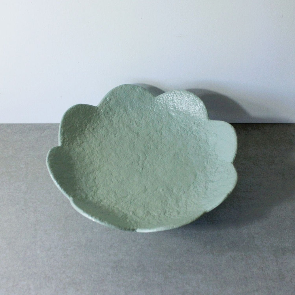 Scalloped Pedestal Bowl - Sage Green
