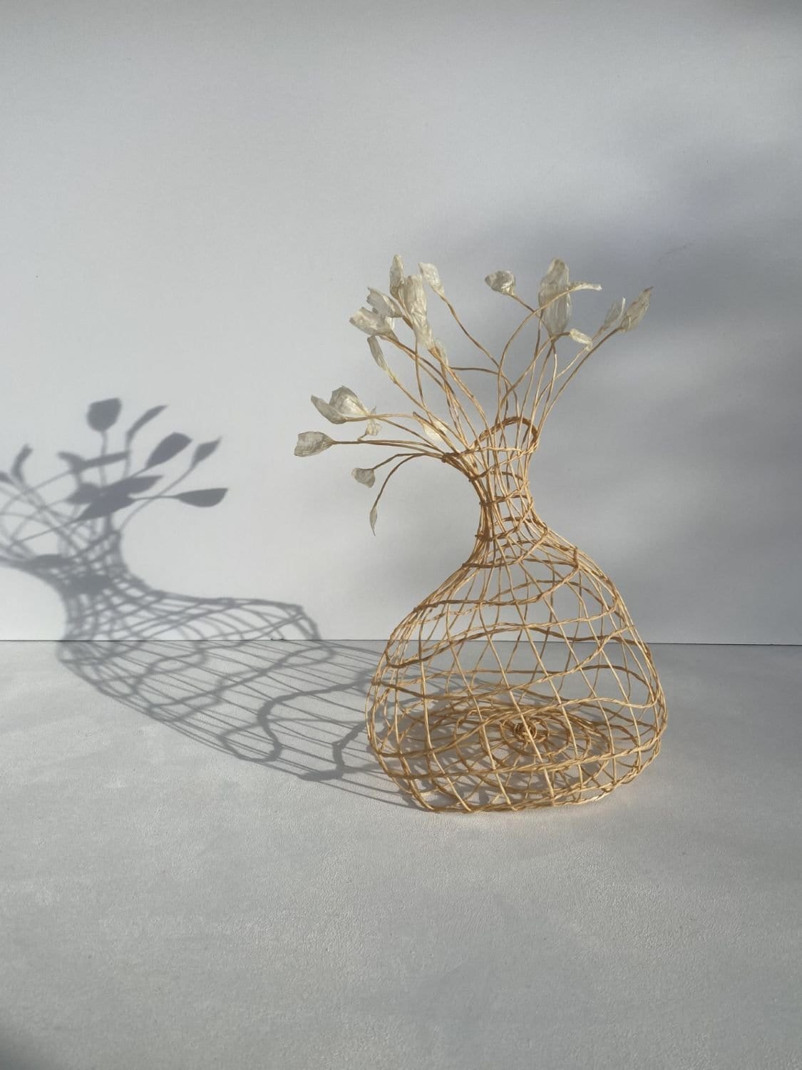 Woven Vase In Pale Yellow