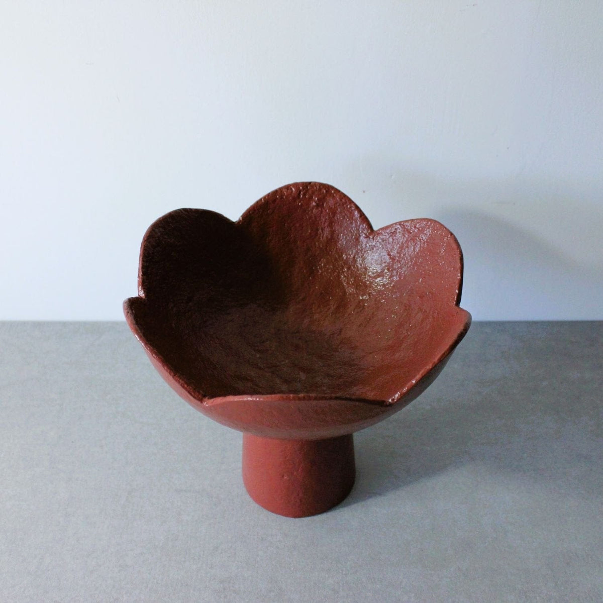 Scalloped Pedestal Bowl - Red Earth